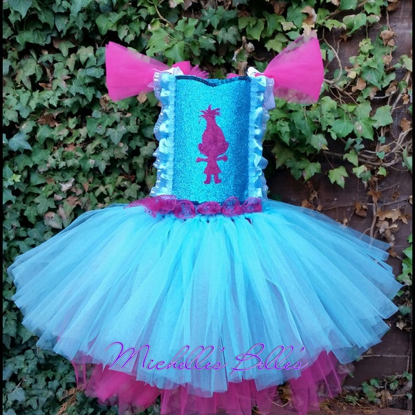 Poppy Trolls style tutu party dress