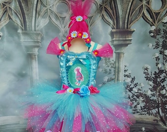 Poppy Trolls-stijl tutu-jurk premium