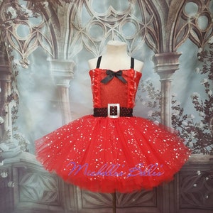Christmas Santa, Mrs Santa style red sparkly tutu dress