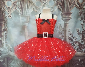 Christmas Santa, Mrs Santa style red sparkly tutu dress