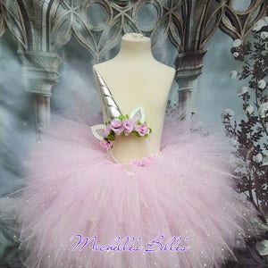Rosa funkelnde Einhorn-Tutu-Rock und Einhorn-Stirnband horn Geburtstag, Brautjungfer, Blumenmädchen Erwachsene passende Tochter Set