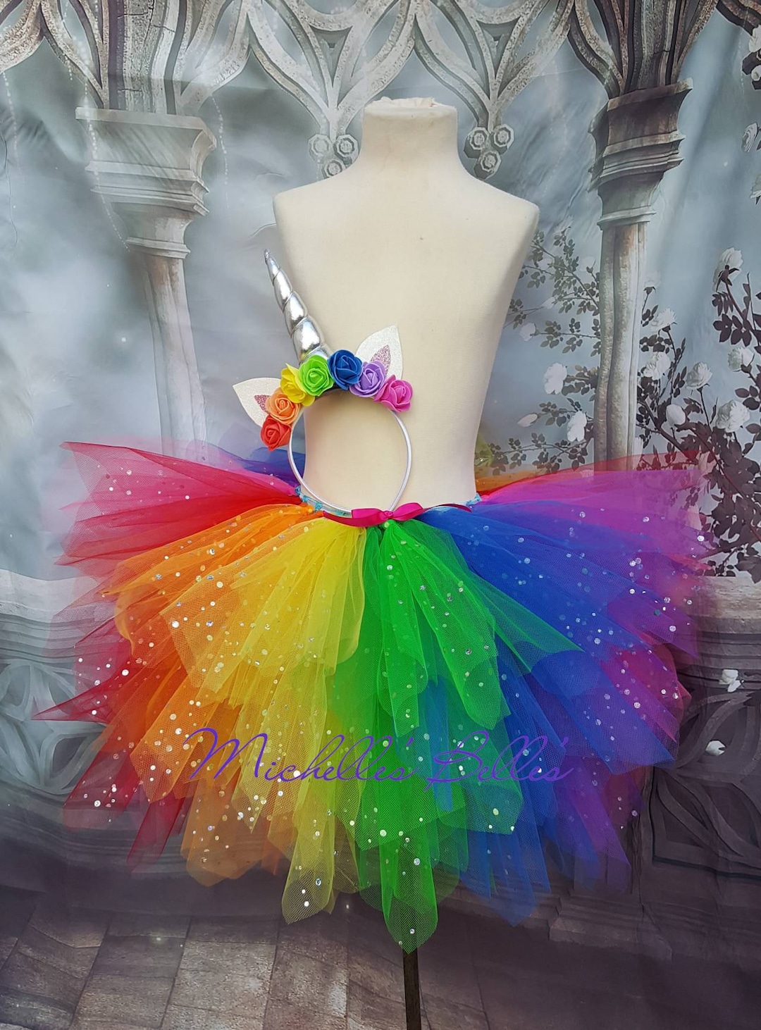 ZZBIFRJ 3 Piezas Disfraz De Unicornio Para Niña, Día Del Niño Regalos Para Niñas Cumpleaños, Conjunto De Falda De Tutú Para Niña Con Alas Y Varita De Hada Y Diadema Para Niñas