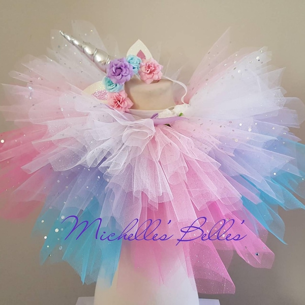 Baby unicorn tutu set 1st birthday, cake smash, photo shoot.