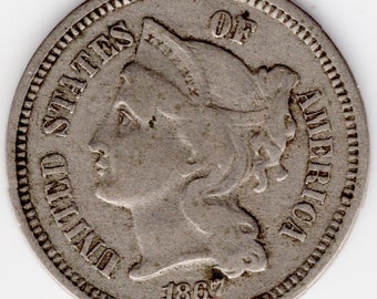 1867 Moneda de tres centavos de EE. UU. (A48)