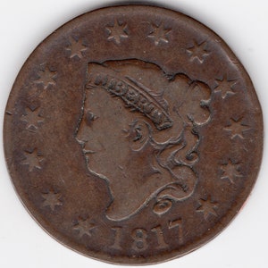 1817 copper Large US Cent (L17)