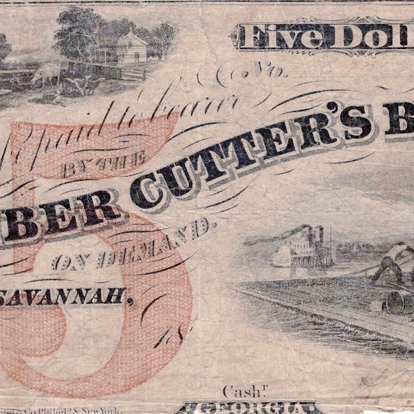 1858 Timber Cutter’s Bank Five Dollar Bill (CN9)