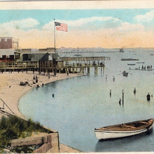 Provinciestad Strand vintage ansichtkaart