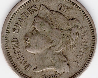 1867 Moneda de tres céntimos de EE. UU. (A46)