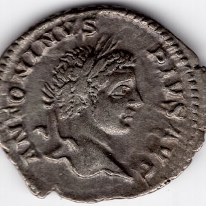 ancient Roman silver denarius Caracalla, 198-217 AD (C55)