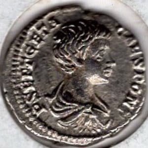 antiken römischen Silber Denar Kaiser Geta, 201-211 (C46)