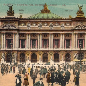 Vintage da Ópera de Paris, cartão postal carimbado