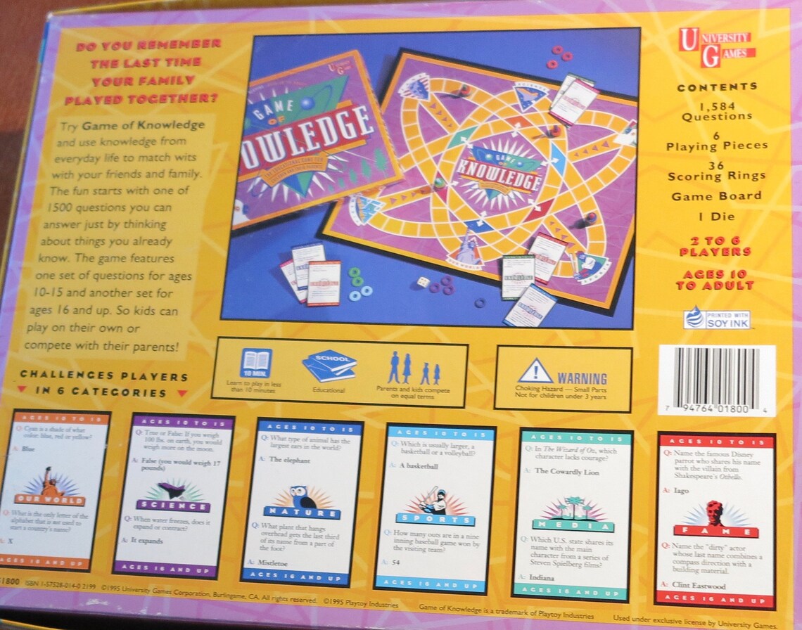 Vintage 1995 Game of Knowledge University Games - Etsy