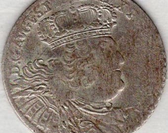 1755 Augustus III Silver Polish 18 Groschen (EC10)
