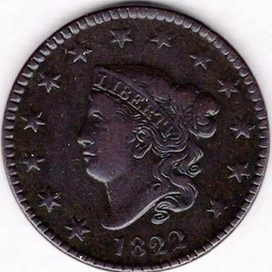 1822 copper Large US Cent (L22)