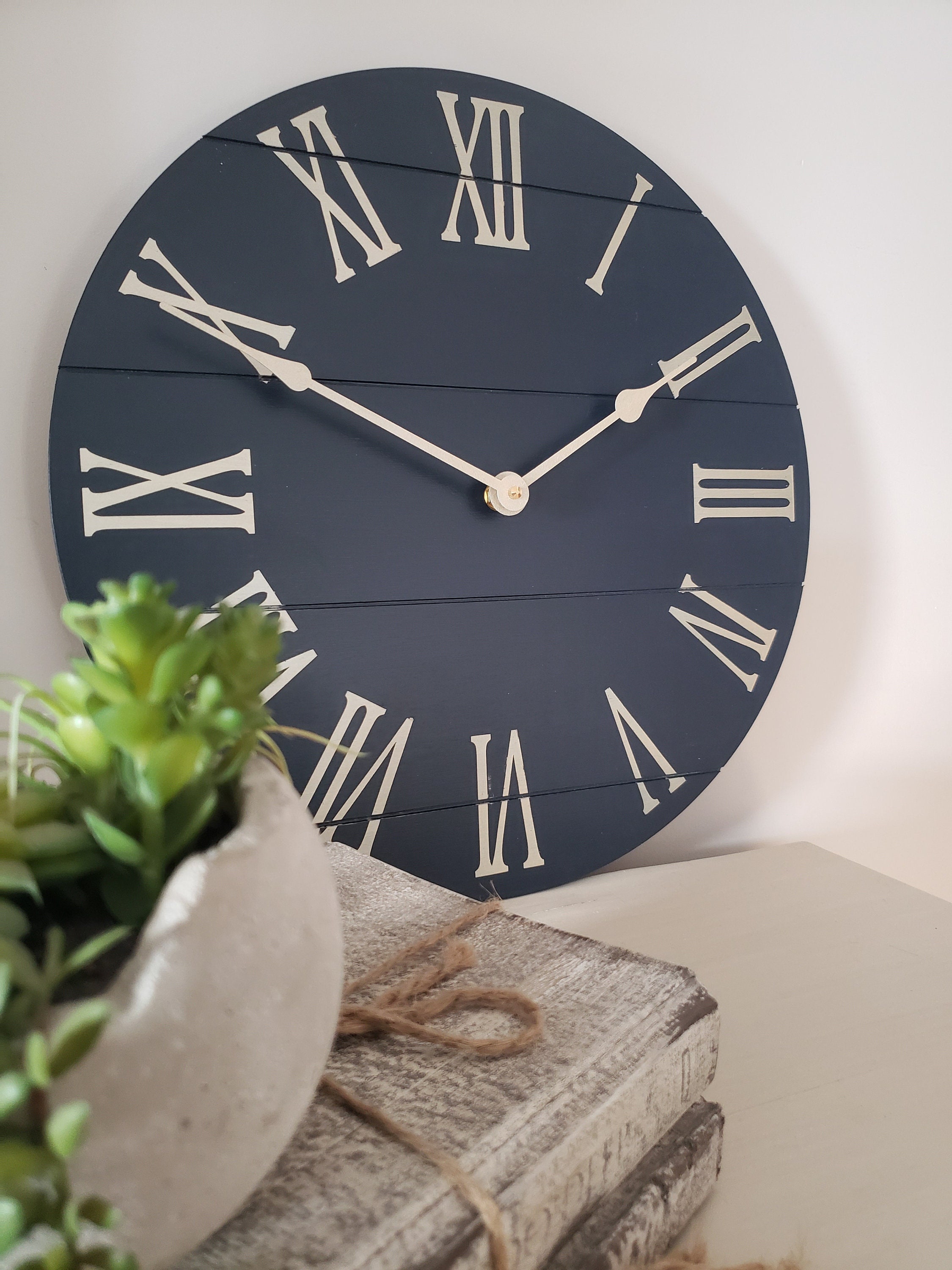 farmhouse living oversized clockclock wall navy clock farmhouse living oversized clockclock wall navy clock