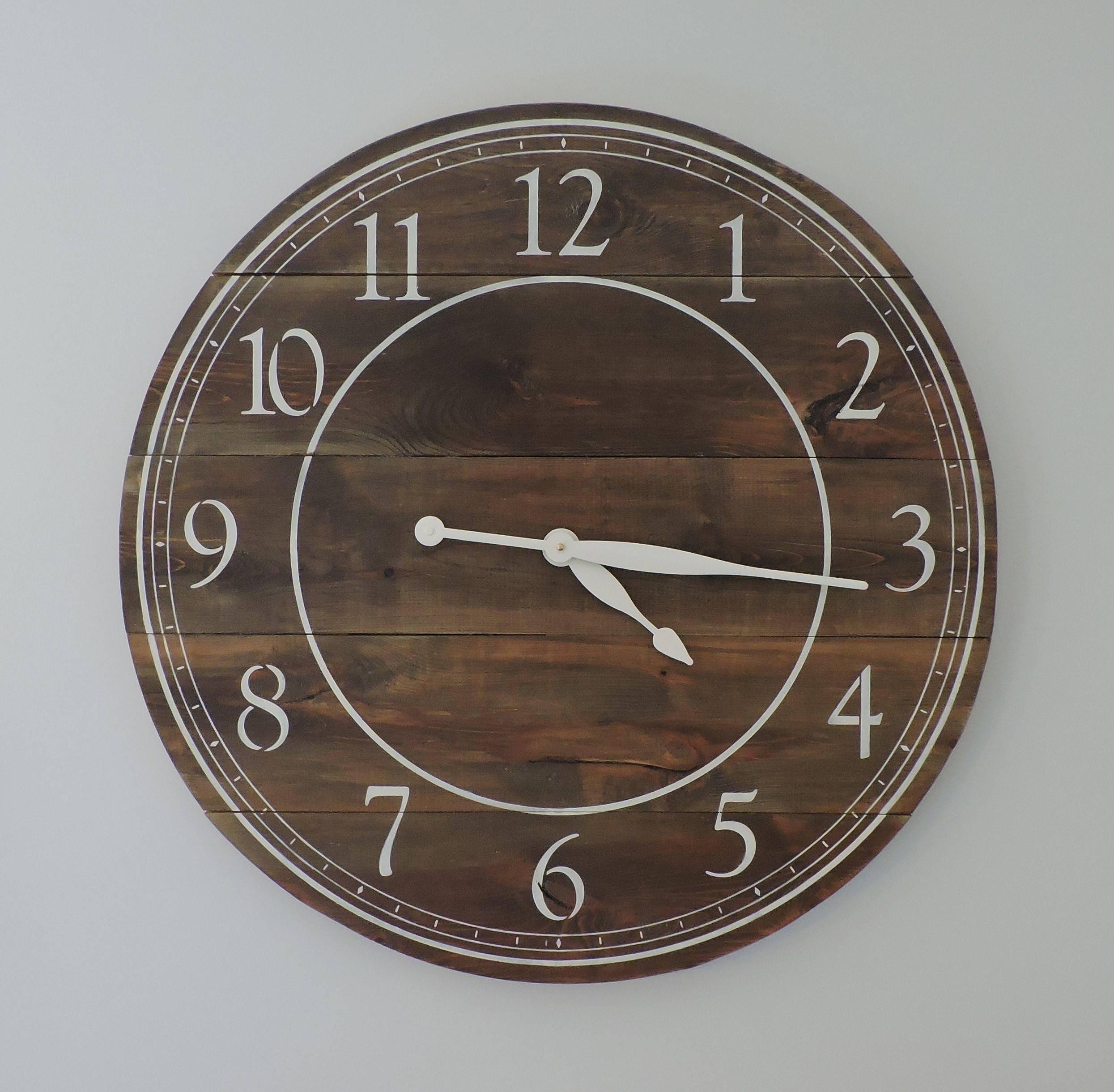Farmhouse clockRustic clockFixerupper clockBig clockWooden Etsy