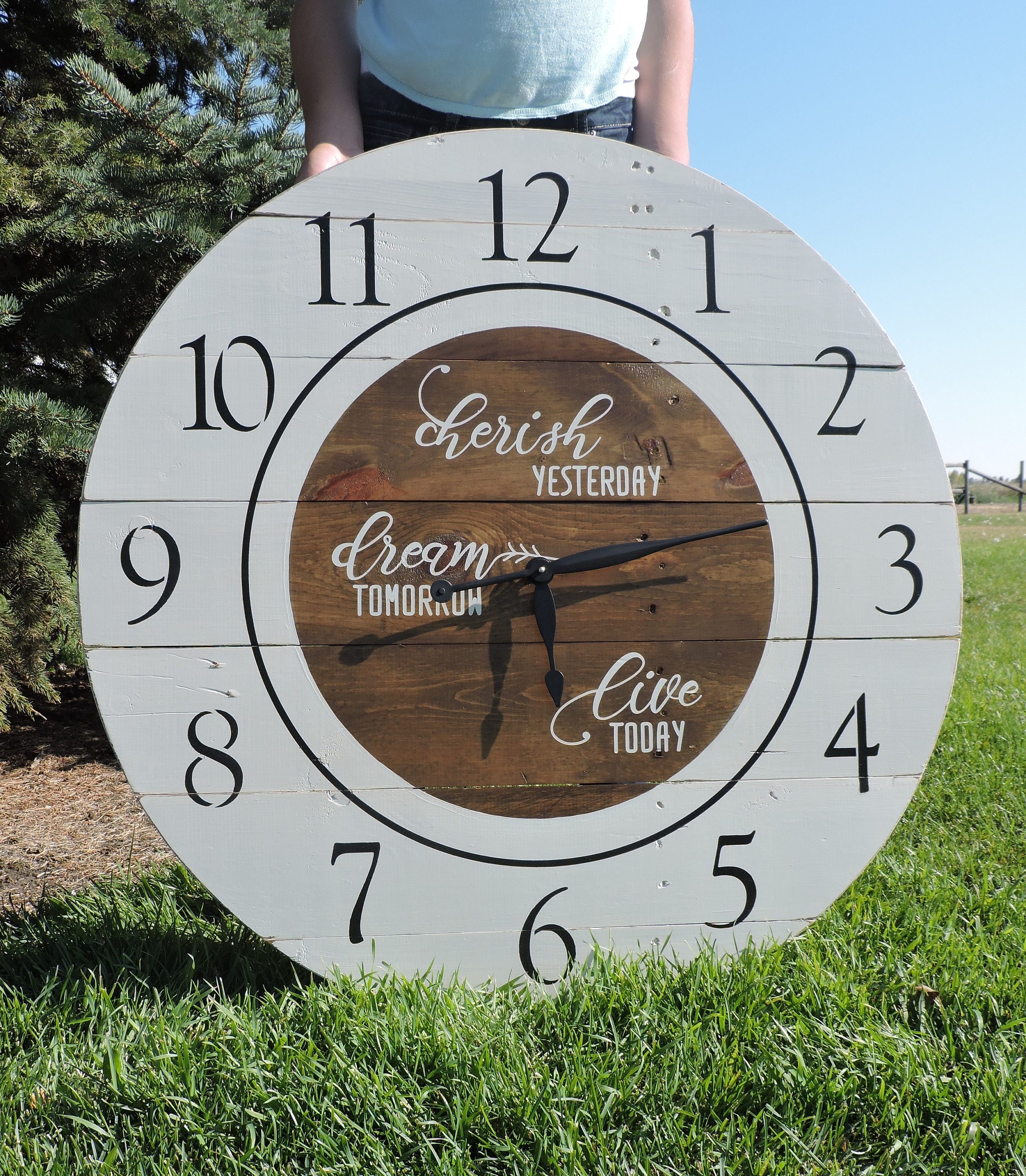 35 Farmhouse Clock Big Clock Wood Clock Large Wall Etsy