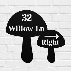 Metal Address Sign with Arrow, Mushroom Address Sign, Hanging Address Sign, Arrow Address Sign, Mushrooms