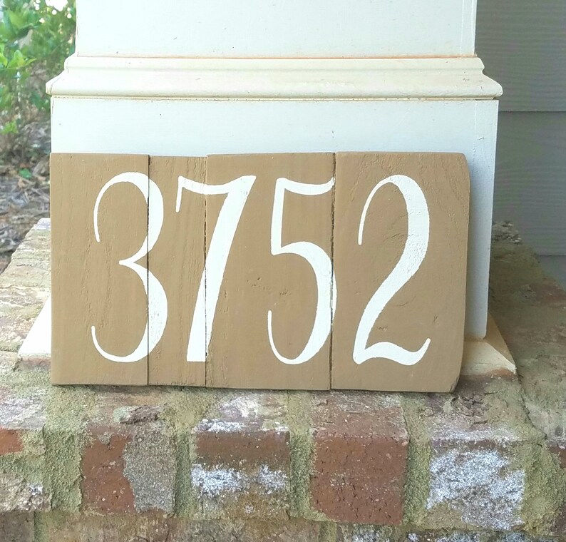 WOOD ADDRESS PLAQUE House Number Painted Horizontal Hanging Etsy