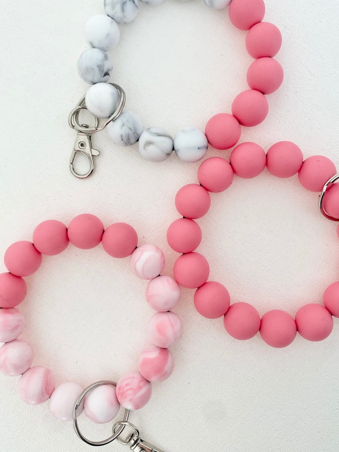 Stretchy Keychain Bracelet Bubblegum Pink Etsy