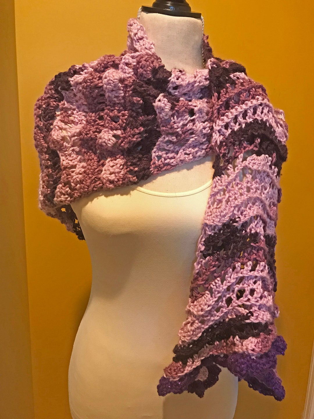 Hand Printed Shawl - purple main image 1