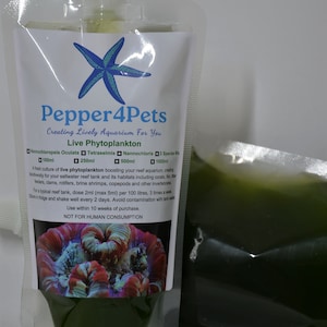 Live Marine Phytoplankton (Tetraselmis), concentrated culture, for coral, rotifers, copepods and your reef tank