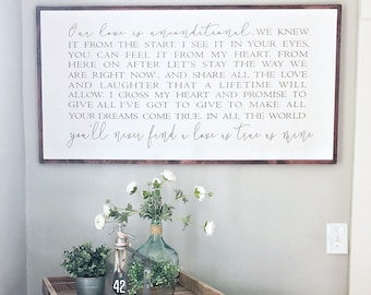 I Cross My Heart Sign- Love Wood Sign- Anniversary Gift- Large Wood Sign- Bedroom Wall Art