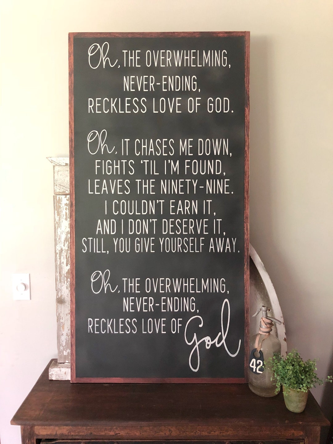 Reckless Love Reckless Love of God Religious Sign Large Wood Sign