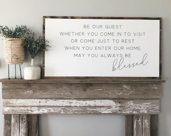 Be Our Guest Sign- Guest Room Wall Decor- Large Wood Sign- Extra Large Wood Sign- Farmhouse Wood Sign-Living Room Wall Art