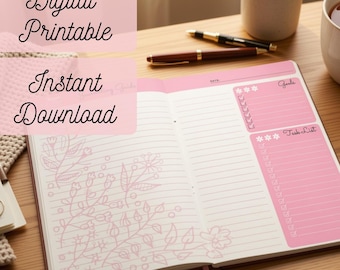 Journaling Guide Printable | Goals & Task List PDF | Floral Reflection Page | Daily Writing Template