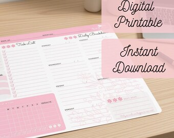 Weekly Intentions Planner | Printable Weekly Organizer | Goals & Daily Progress PDF | Floral Planning Sheet