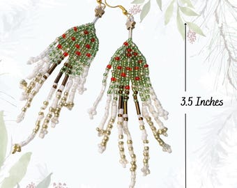 Woodland Christmas Tree Fringe Earrings – Handcrafted Holiday Magic