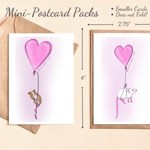 Paquets de mini-cartes postales de la Saint-Valentin, Cartes postales de souris mignonnes, Cartes uniques fête de bureau en classe, Petites notes d’amour pour le courrier, Dessiné à la main