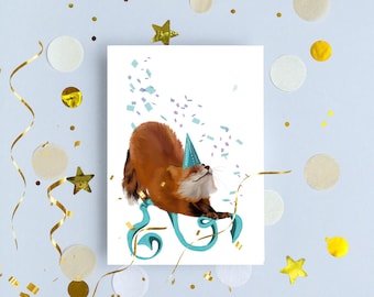 Fox Birthday Card: Hand-Drawn Celebration Illustration