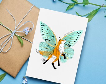 Fairy Fox Greeting Card: Blank Inside, Whimsical Illustration