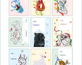 Printable Christmas Gift Tags – Instant Digital Download Featuring Original Artwork
