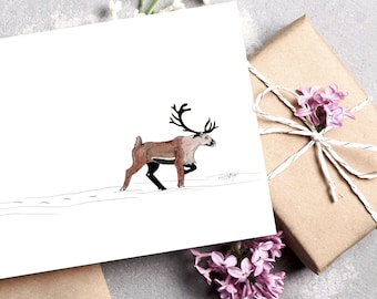 Reindeer Greeting Card: Hand-Drawn Pen and Ink Illustration