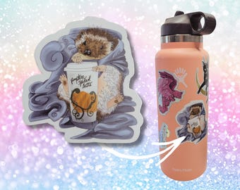 Hedgehog Sticker | Rainbow Vinyl, laptop and water bottle decoration, 'Pumpkin Spiked Latte"