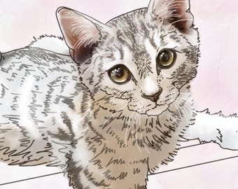 Custom Pet Portrait — Artist‑Choice Digital Illustration + Fine Art Print