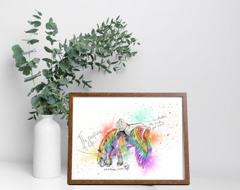 Fairy on Rainbow Unicorn Art Print: Pride Month Illustration