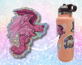 Cat Dragon Vinyl Sticker: Rainbow Laptop Decal