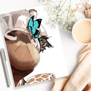 Giraffe Journal II | Digital Illustration | Softcover Journal with Lined pages | Easy Tear Away Pages | Gift for Writer, Gift for Reader
