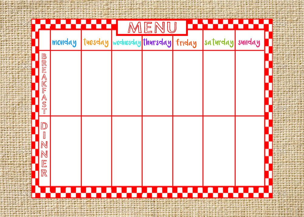 Menu Printable Menu Card for Kids Fill in Menu Card for | Etsy