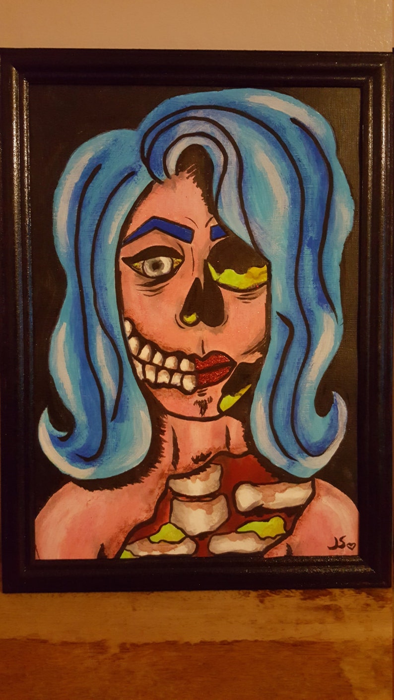 Eleanore Hand painted pop art style zombie portrait image 1