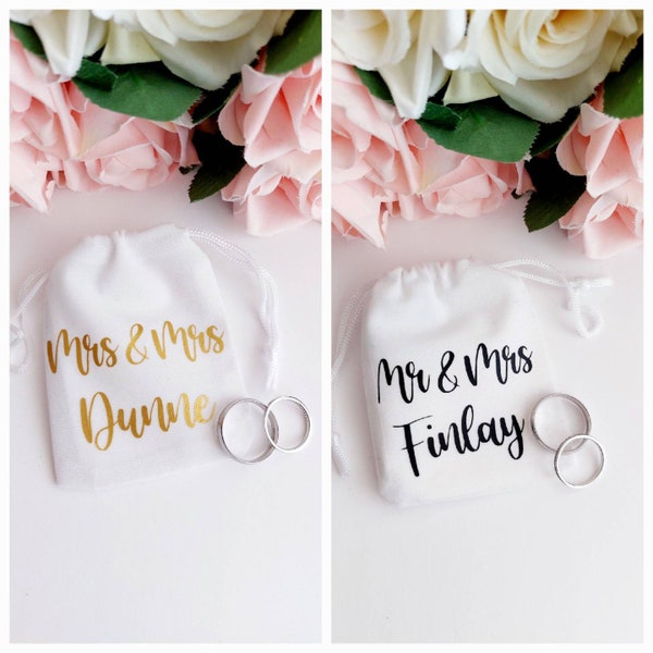 Wedding Ring Pouch/Personalised ring bearer bag/Wedding Day ring bag