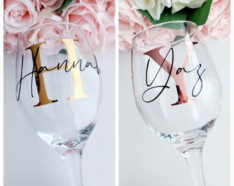 Personalised Wine glass/Milestone Wine glass/Name and initial Wine glass/Special birthday Wine glass/Custom Wine glass/Birthday Wine glass