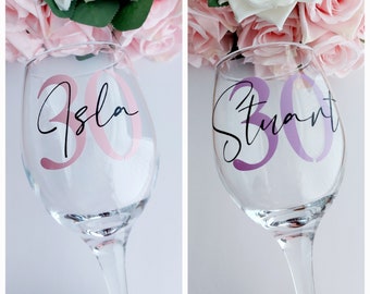 Personalised 30th birthday glass/Personalised glass/Milestone wine glass/30th wine glass/Special birthday Wine glass/Custom wine glass