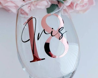 Personalised 18th birthday glass/Personalised glass/Milestone wine glass/18th wine glass/Special birthday Wine glass/Custom wine glass