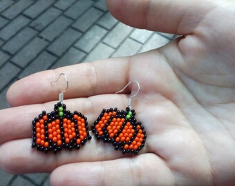 Pumpkin Jewelry Halloween Jewelry Pumpkin Earrings Holidays Halloween Earrings Bead Woven Pumpkin Earrings Beaded Pumpkin Earrings