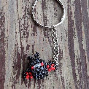 Bat keychain, Bag Accessory, beaded Halloween Bat, seed bead keychain, Beadwork Bat, Vampire Bat, Black Bat keyring beaded Animals Handmade